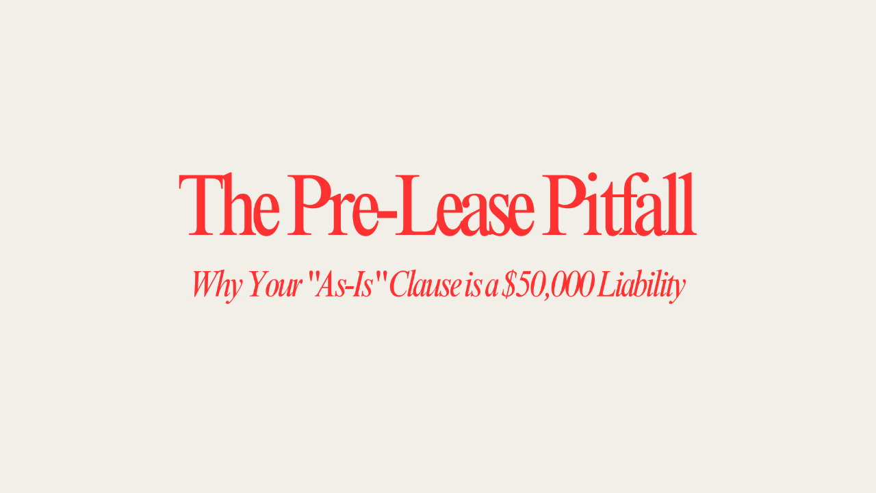 The Pre-Lease Pitfall: Why Your "As-Is" Clause is a $50,000 Liability
